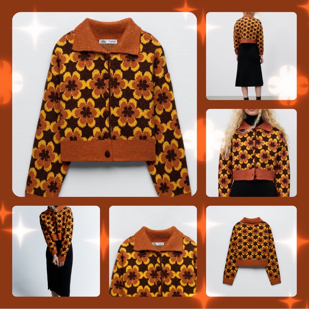 Zara retro geometric cardigan
